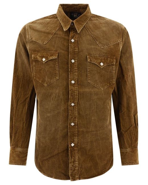 RRL Green Corduroy Western Shirt for men