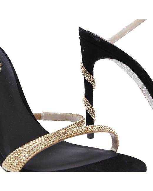 Rene Caovilla Black Margot Embellished Suede Sandals