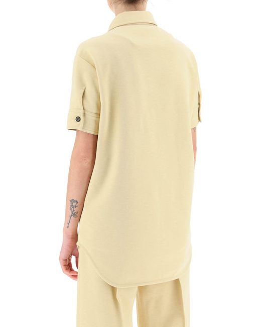 Jil Sander Yellow Polo Shirt With Half Zip And Monogram Embroidery