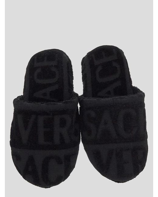 Versace White Home All-Over Logo Slippers