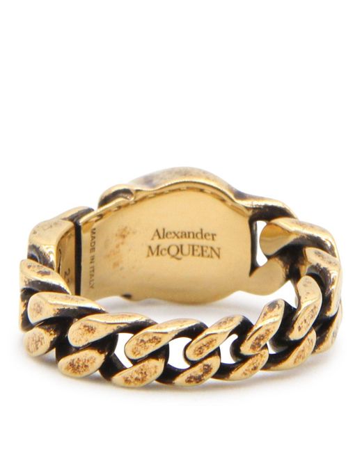 Alexander McQueen Metallic Gold-tone Metal Skull Ring for men