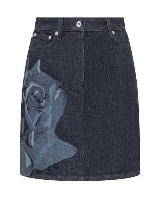 KENZO Blue Skirt With Rose Pattern