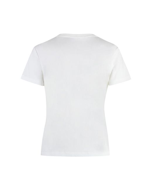 Pinko White Quentin Decorative Inserts Crew-neck T-shirt
