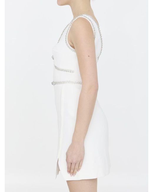 Self-Portrait White Bonded Crepe Bow Mini Dress