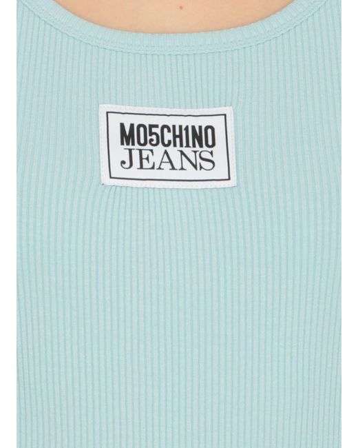 Moschino Jeans Blue Tops With Logo