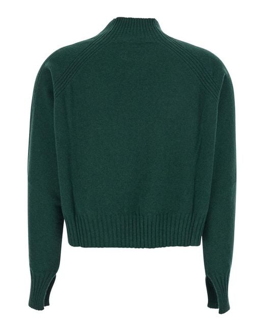 Twinset Green Turtleneck Sweater With Crop Design