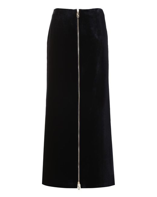 Fendi Black Velvet Skirt