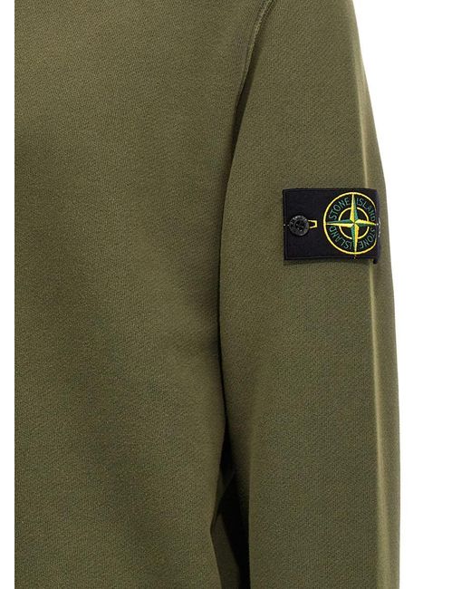 Stone Island Green Cotton Crew-Neck Logo Sweatshirt for men