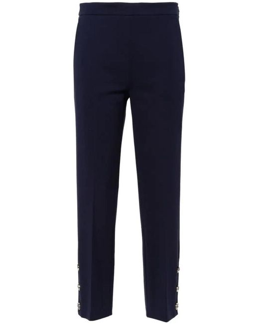 Twin Set Blue Cropped Pants With Buttons