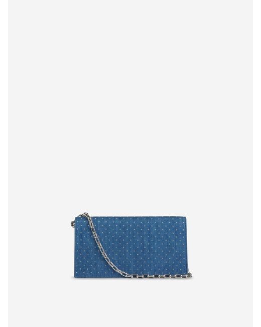 Christian Louboutin Blue Denim Rhinestone Clutch