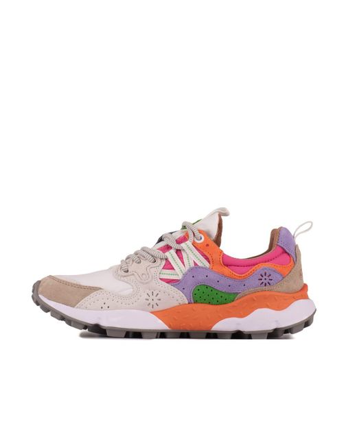 Flower Mountain Pink Yamano 3 Multicolor Suede And Nylon Sneakers
