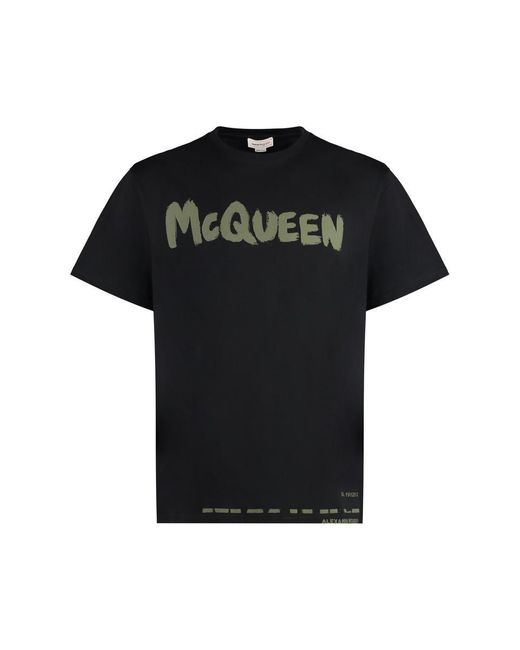 Alexander McQueen Black Mcqueen Graffiti T-Shirt for men