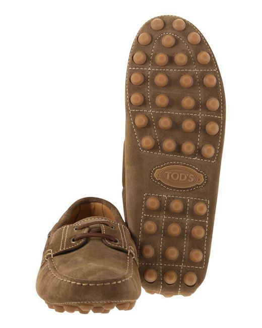Tod's Brown Rubber Bubble Suede Boat for men