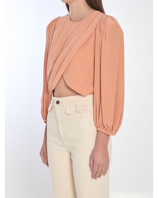 Chloé Natural Short Draped Top