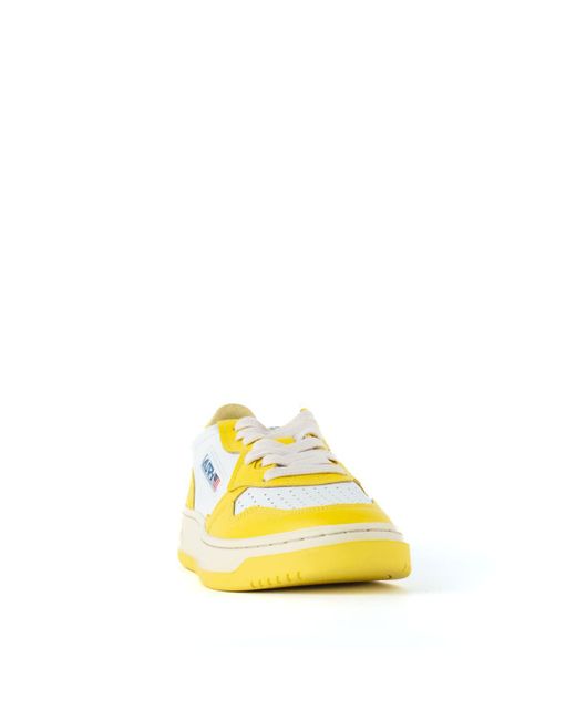 Autry Two-tone White And Yellow Leather Sneakers