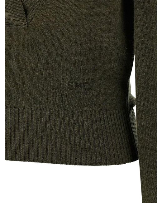 Stella McCartney Green Cropped Virgin Wool Hooded Sweater