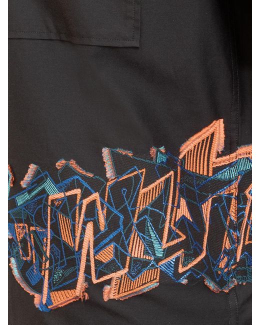 Off-White c/o Virgil Abloh Black Short Sleeved Shirt With Graffiti Embroidery for men