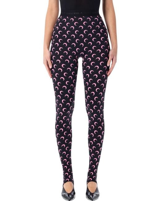 MARINE SERRE Blue All-Over Moon Print Leggings