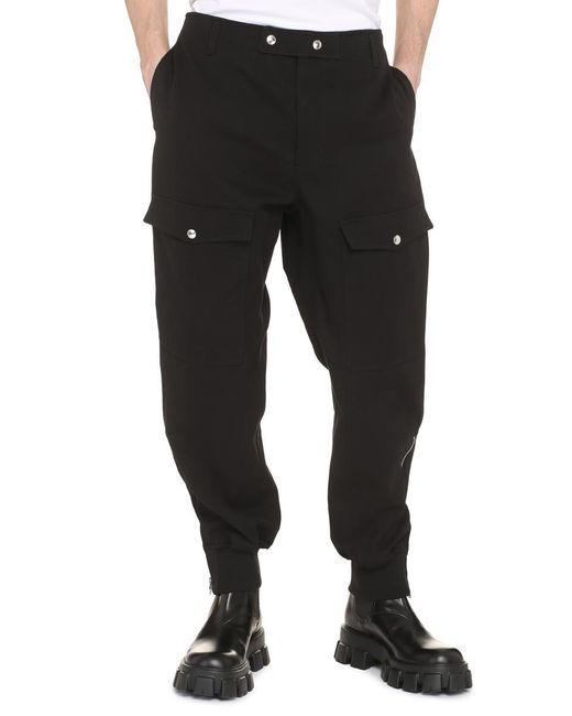 Alexander McQueen Black Maxi Pockets Cotton Trousers for men