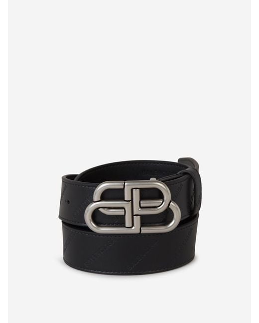 Balenciaga Black Monogram Leather Belt for men