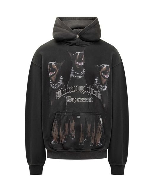 Represent Black Hoodie With Doberman Print for men