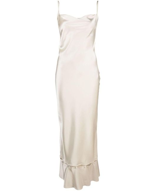 Nanushka White Peplum-hem Midi Dress