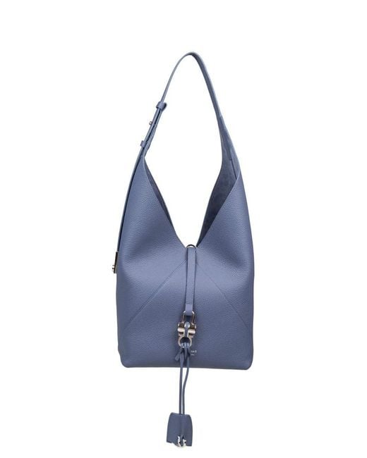 Ferragamo Blue Soft Leather Hobo Bag