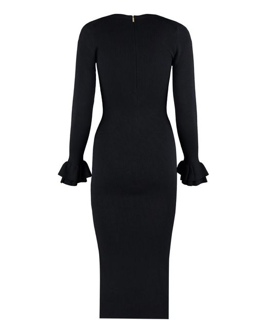 Michael Kors Black Ribbed Knit Dress
