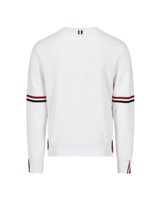 Thom Browne White Tricolor Detail Sweater for men