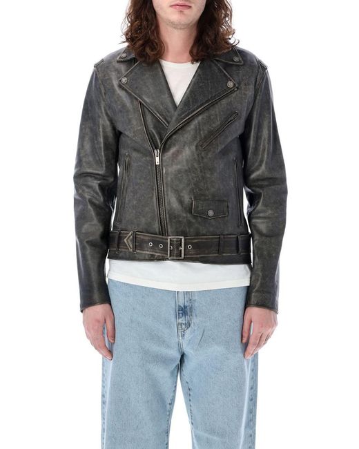 Golden Goose Deluxe Brand Gray Biker Leather Jacket for men