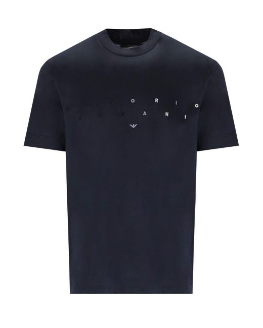 Emporio Armani Blue T-Shirt With Logo for men