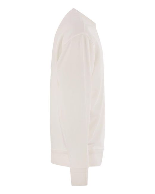 C P Company White Cotton Sweatshirt With Lens for men