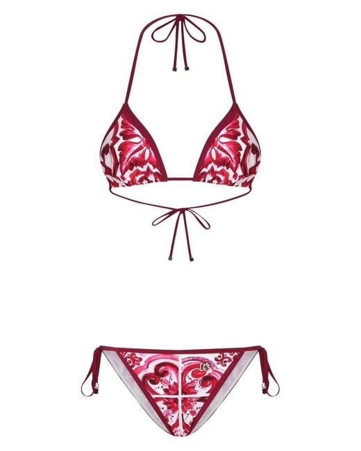 【関税＆送料込み】Dolce & Gabbana Majolica Print Bikini Dolce & Gabbana Maiolica-print Bikini Set | Red | FARFETCH