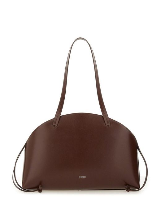 Jil Sander Brown Elegant Leather Shoulder Bag