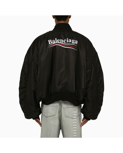 Balenciaga Varsity Jacket Political Campaign Black Nylon for men