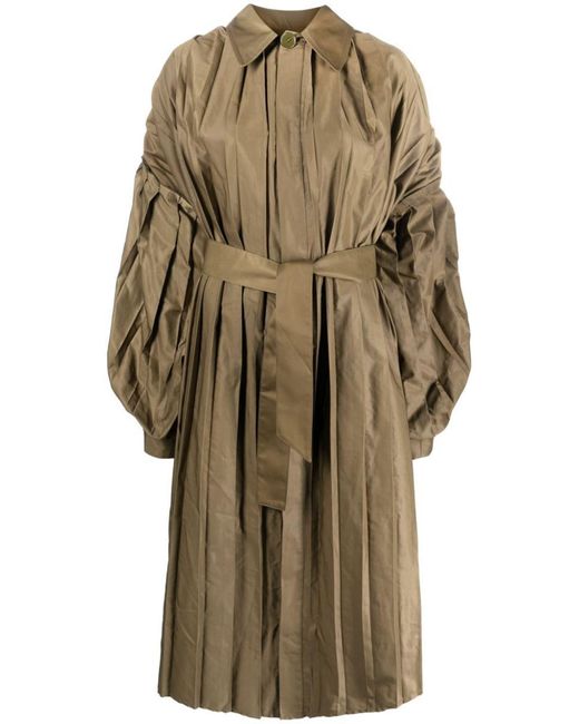 MM6 by Maison Martin Margiela Natural Pleated Coat With Belt