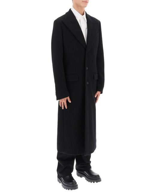 Dolce & Gabbana Black Techno-wool Deconstructed Coat for men