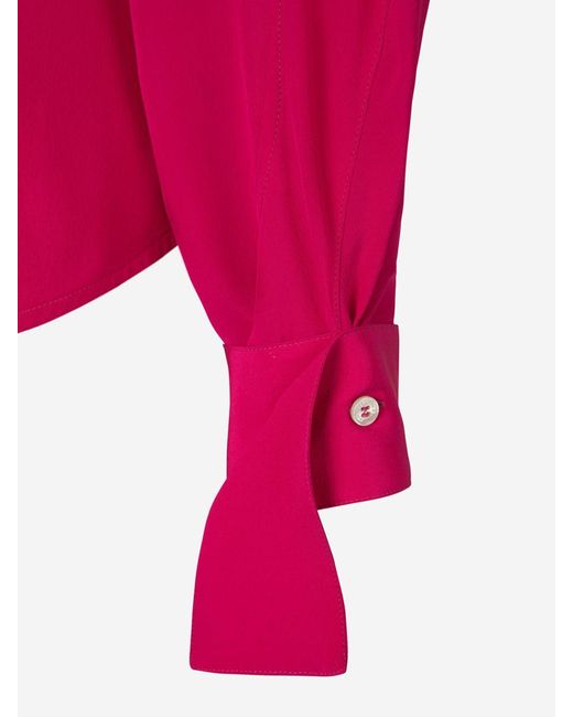 Victoria Beckham Pink Silk Ruffled Blouse