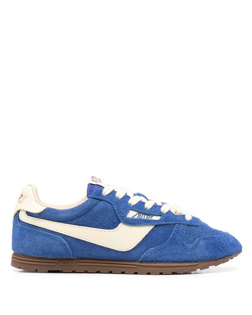 Autry Blue Windspin Low Suede Leather Sneakers