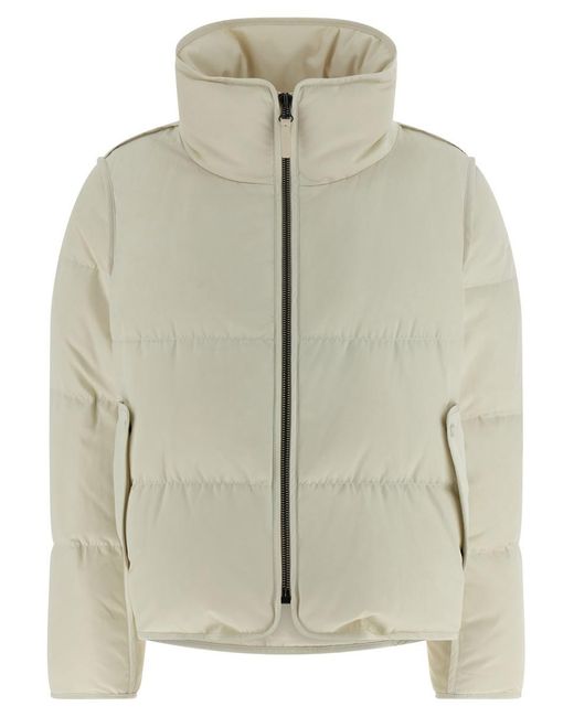 Yves Salomon Gray Fur Insert Cropped Down Jacket