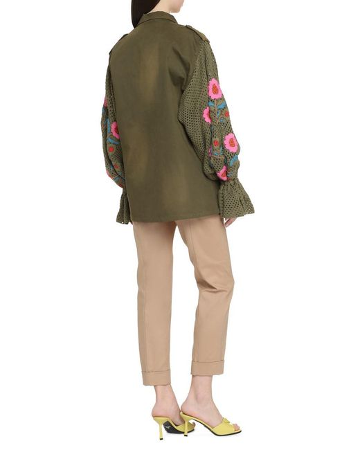 TU LIZE Green Jacket With Knitted Sleeves