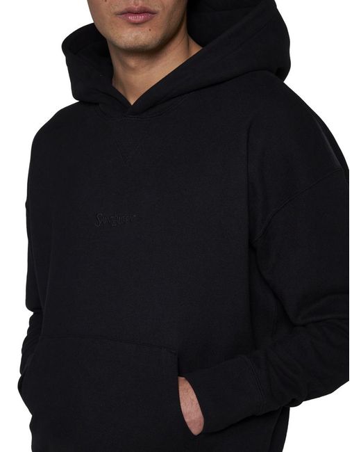 Saint Laurent Black Logo Cotton Hoodie for men