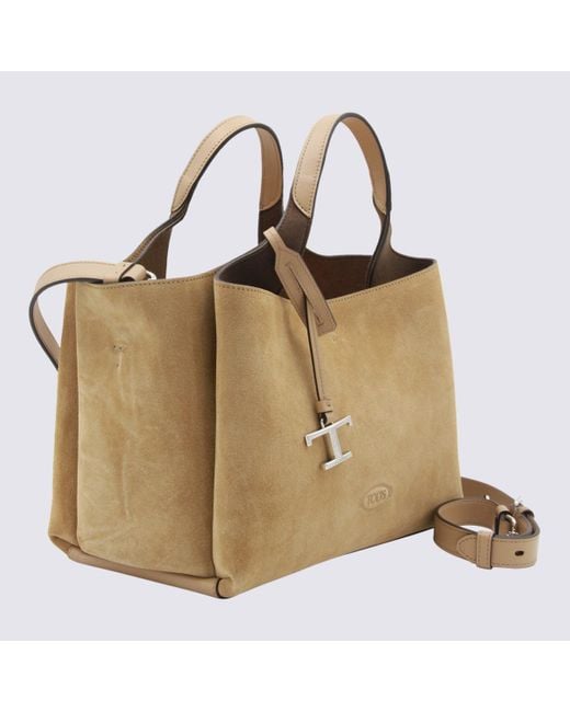 Tod's Natural Suede Leather Top Handle Bag