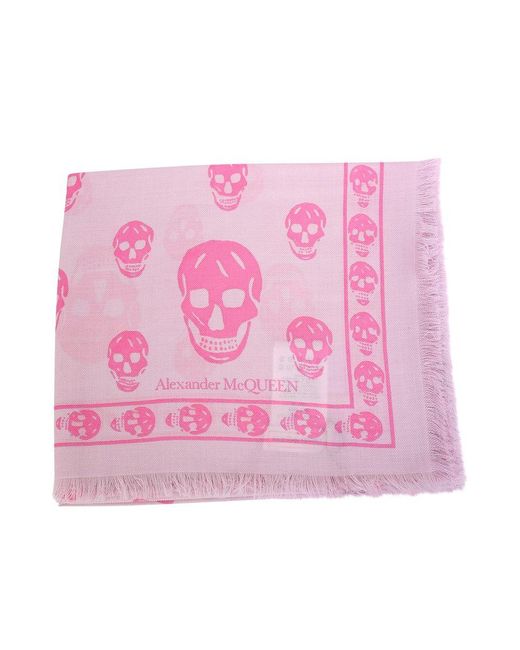 Alexander McQueen Pink Ca Skull 104X120 Scarf