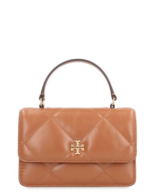 Tory Burch Brown Kira Leather Wallet On Chain