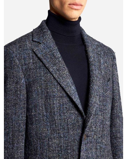 Etro Blue Long Wool Coat for men