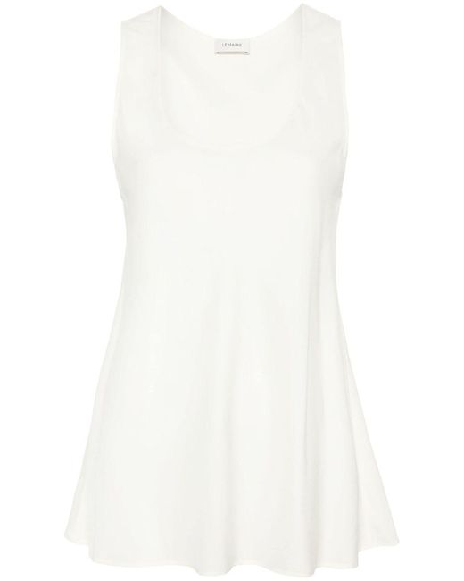 Lemaire White Scoop-neck Satin Tank Top