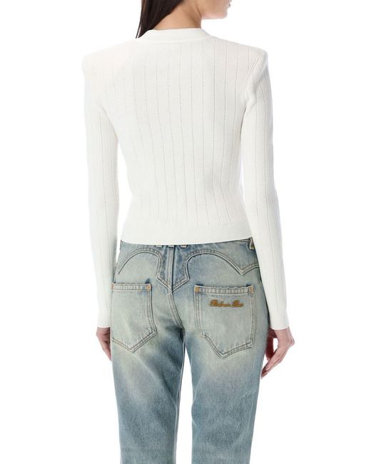 Balmain Blue Knit Cardigan With Buttons