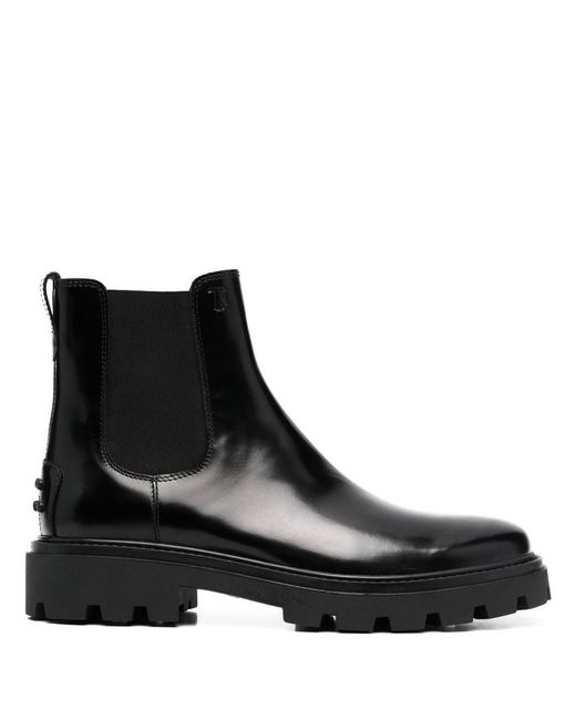 Tod's Black Chelsea Leather Ankle Boots for men
