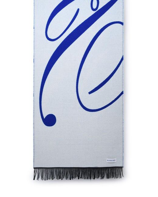 Burberry Blue Logo Wool Scarf